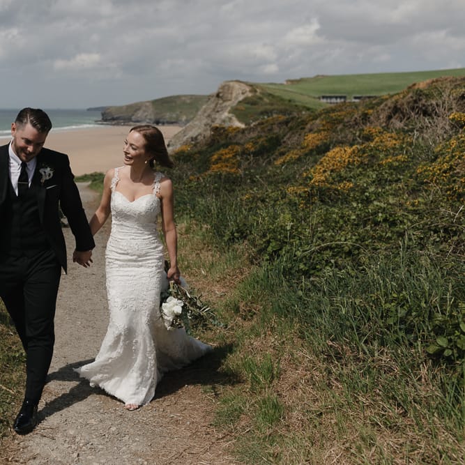 Intimate Coastal Wedding At Watergate Bay Hotel Cornwall With Bride In Blackburn Bridal & Images From Sebastien Boudot