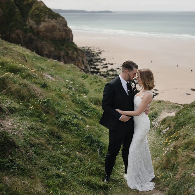 Intimate Coastal Wedding At Watergate Bay Hotel Cornwall With Bride In Blackburn Bridal & Images From Sebastien Boudot