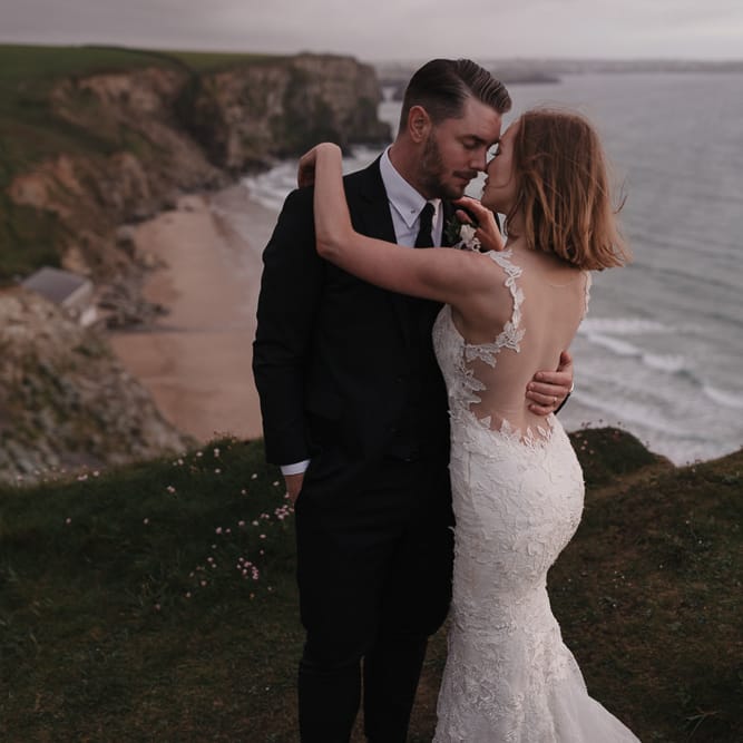 Intimate Coastal Wedding At Watergate Bay Hotel Cornwall With Bride In Blackburn Bridal & Images From Sebastien Boudot