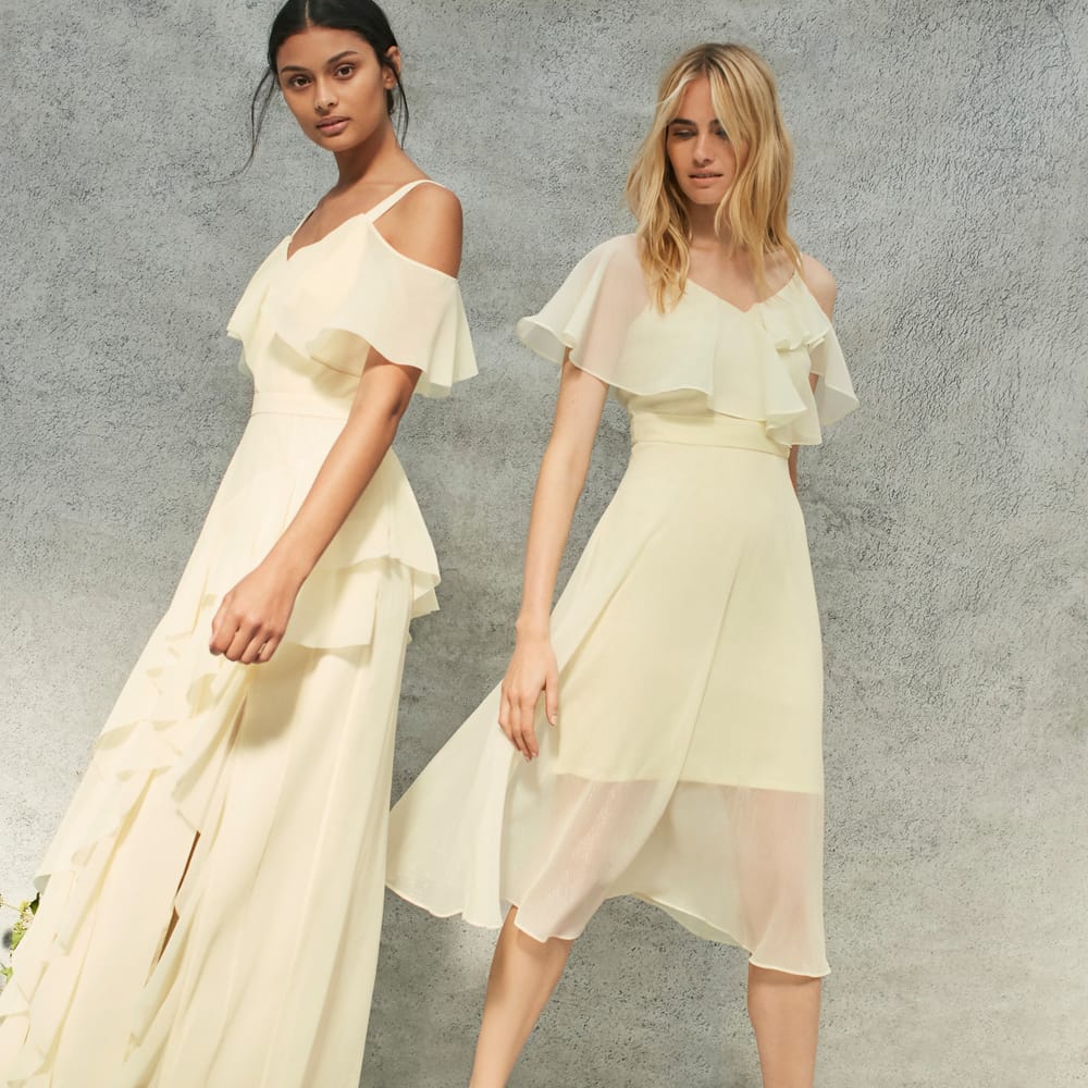 <a href="https://www.coast stores.com/p/illy ruffle cold shoulder dres/1890620?utm_source=Rock_my_wedding&utm_medium=social&utm_campaign=blog_post&utm_content=illydress" rel="noopener" target="_blank">Illy Maxi Dress</a> & <a href="https://www.coast stores.com/p/jenna dress/1923665?utm_source=Rock_my_wedding&utm_medium=social&utm_campaign=blog_post&utm_content=Jennadress" rel="noopener" target="_blank">Jenna Dress</a> by Coast (LEMON COMING SOON)