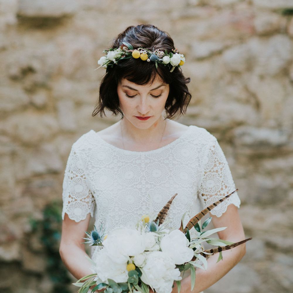 Boho Bride in Bespoke Lace Bridal Separates | Chic Rustic French Wedding at Le Morimont Styled by Féelicité | Photography by Chloe
