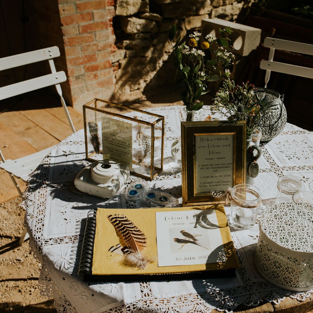 Guest Book Station | Chic Rustic French Wedding at Le Morimont Styled by Féelicité | Photography by Chloe