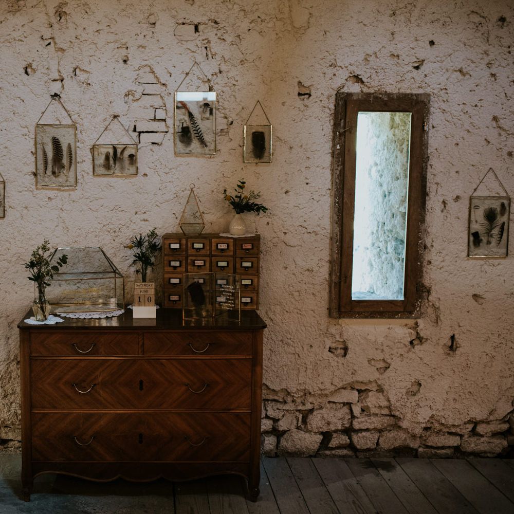 Vintage Dresser Wedding Decor | Chic Rustic French Wedding at Le Morimont Styled by Féelicité | Photography by Chloe
