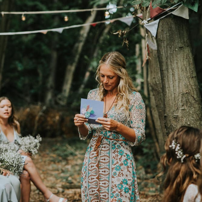 Wedding Ceremony | Readings | Outdoor Woodland Wedding at The Dreys in Kent | Fern Edwards Photography