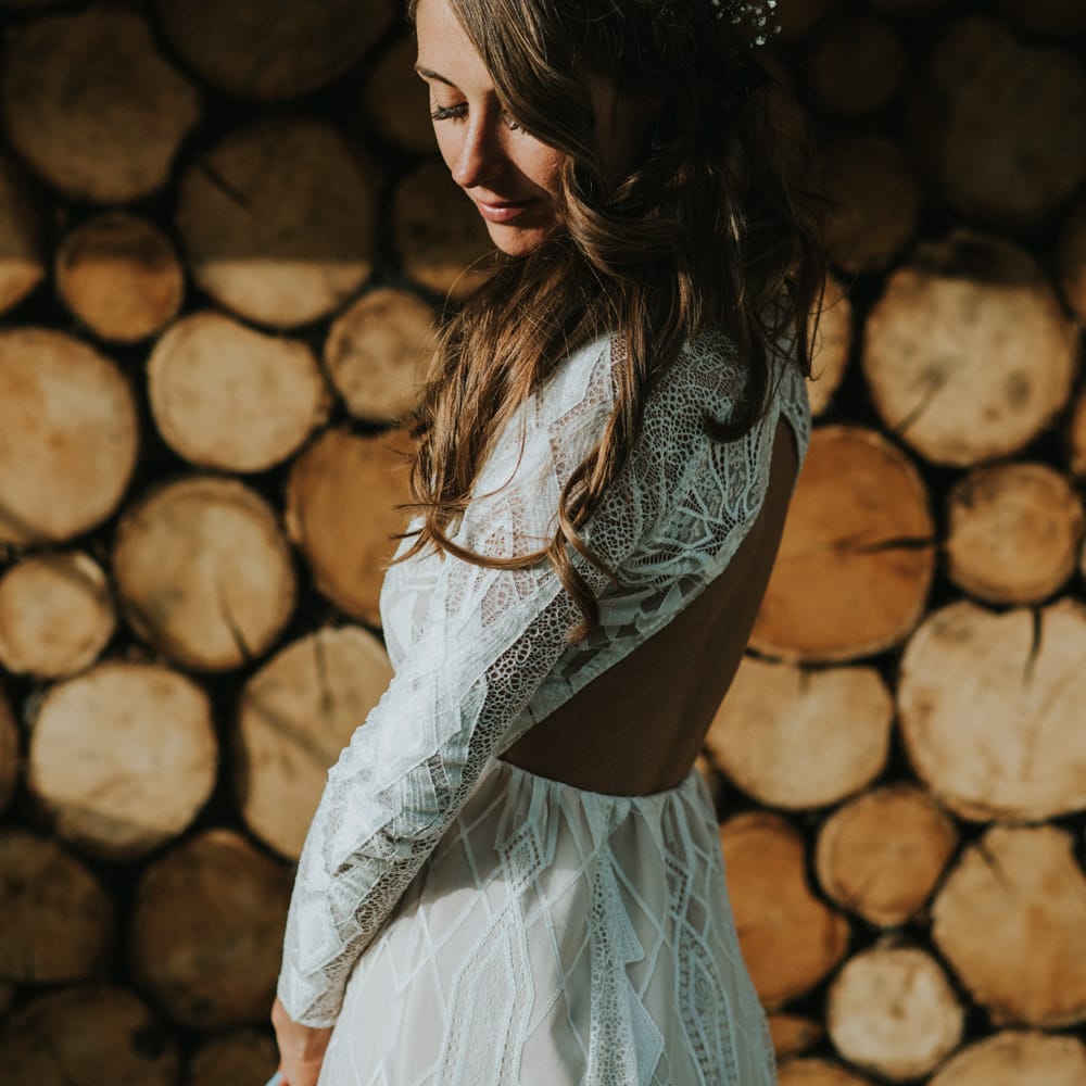 Bride in Grace Loves Lace | Outdoor Woodland Wedding at The Dreys in Kent | Fern Edwards Photography