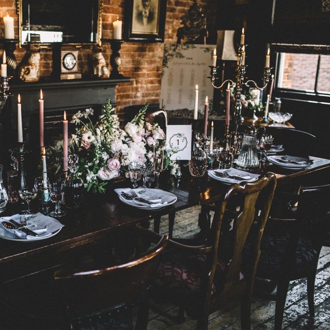 Dark Hues For An Intimate Wedding Inspiration Shoot At The Green Man Winchester With Stationery By Geri Loves Emi And Images From Carrie Lavers Photography