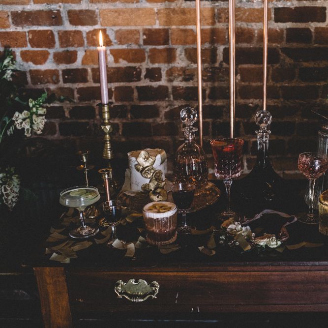 Dark Hues For An Intimate Wedding Inspiration Shoot At The Green Man Winchester With Stationery By Geri Loves Emi And Images From Carrie Lavers Photography