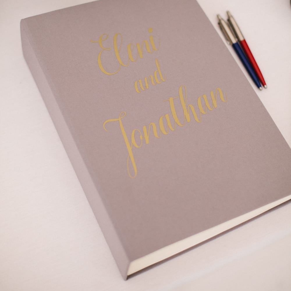 Elegant Grey & Gold Guest Book For Wedding