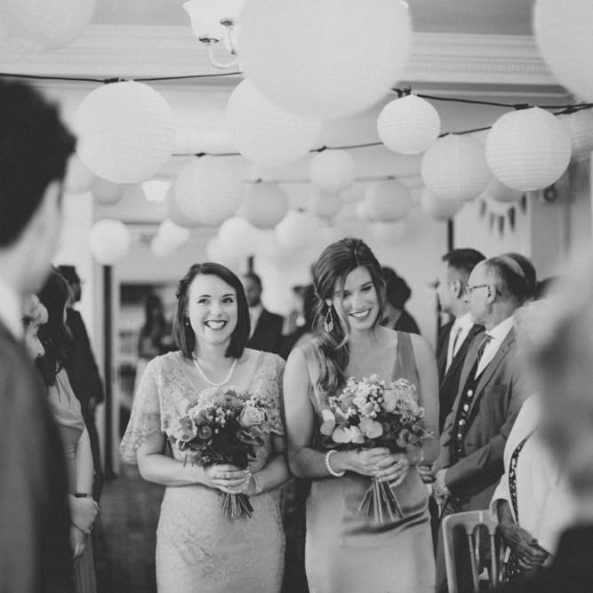 Wedding Ceremony | Bridesmaid Entrance | Colourful DIY Wedding at Barley Wood Country House in Somerset | A Thing Like That Photography