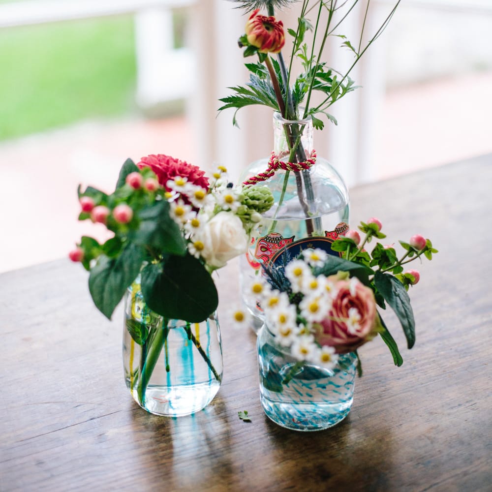 Flower Stems in Jars Wedding Decor | Colourful DIY Wedding at Barley Wood Country House in Somerset | A Thing Like That Photography