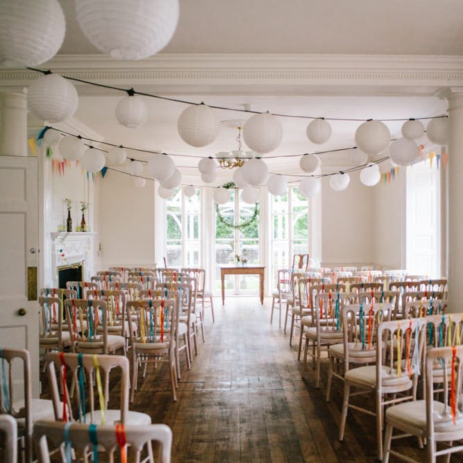 Bunting & Balloon Wedding Decor | Colourful DIY Wedding at Barley Wood Country House in Somerset | A Thing Like That Photography
