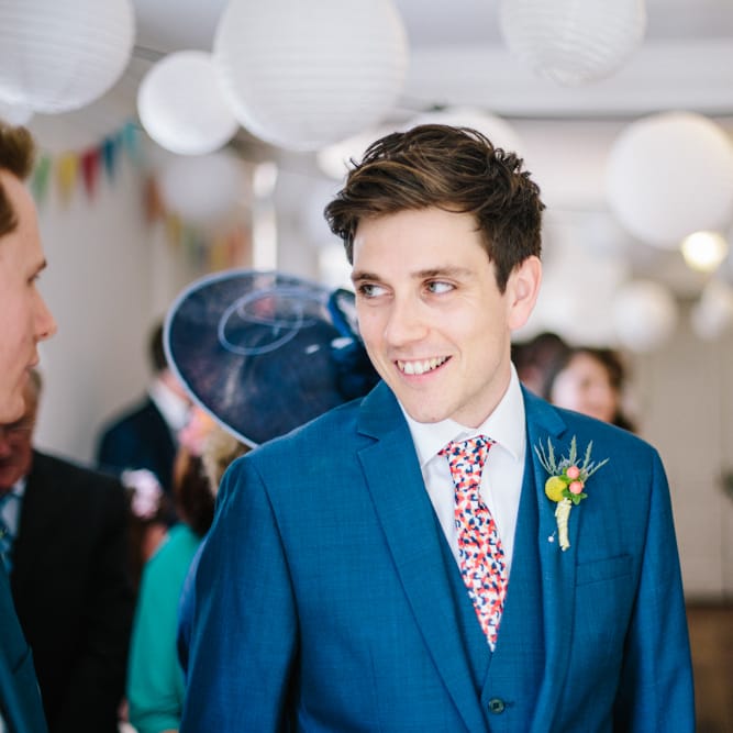 Groom at the Altar in Kennith Cole Suit From House of Fraser | Colourful DIY Wedding at Barley Wood Country House in Somerset | A Thing Like That Photography