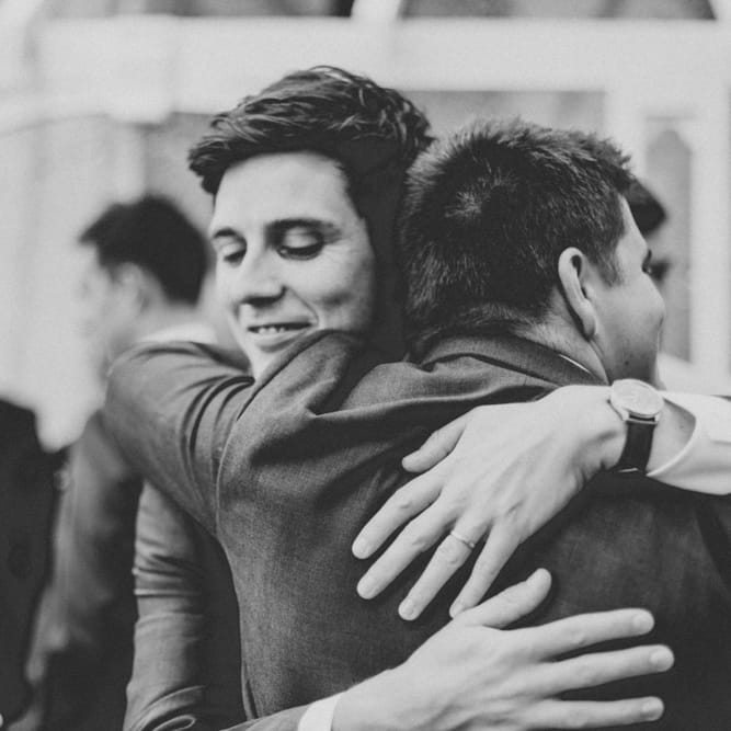 Wedding Guest Hugs | Colourful DIY Wedding at Barley Wood Country House in Somerset | A Thing Like That Photography