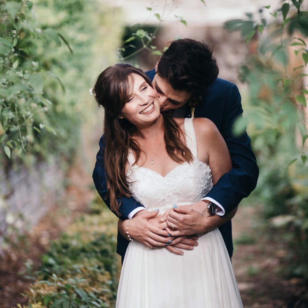 Bride in Bespoke Gown | Groom in Navy Blue Suit | Colourful DIY Wedding at Barley Wood Country House in Somerset | A Thing Like That Photography