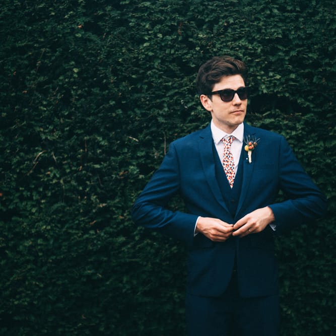 Groom in Navy Blue Suit | Colourful DIY Wedding at Barley Wood Country House in Somerset | A Thing Like That Photography