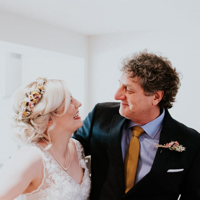 Bride & Father of The Bride Moment | Colourful Outdoor Wedding at Lineham Farm in Leeds | Shutter Go Click Photography