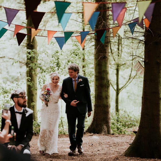 Bridal Entrance in Catherine Deane Dress | Colourful Outdoor Wedding at Lineham Farm in Leeds | Shutter Go Click Photography