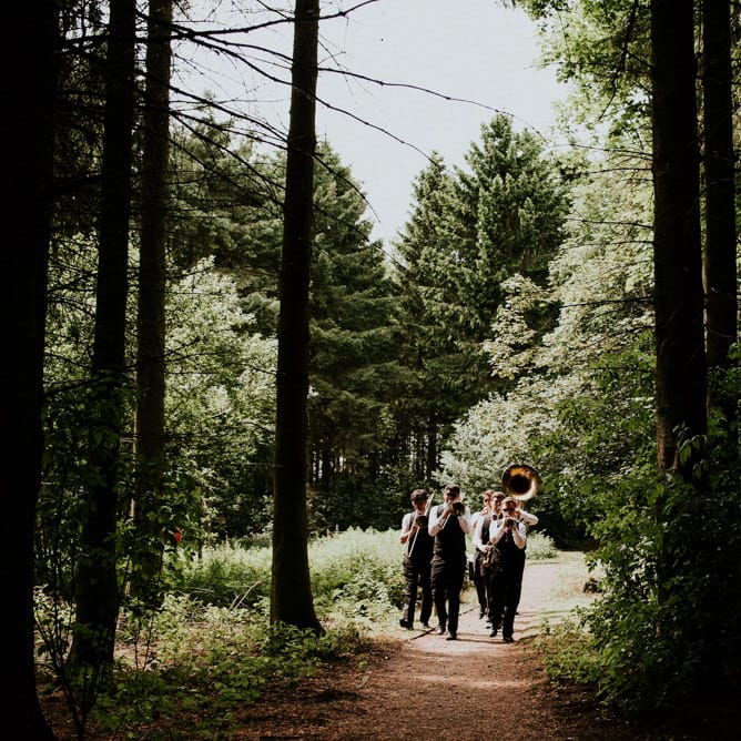 Brass Band | Colourful Outdoor Wedding at Lineham Farm in Leeds | Shutter Go Click Photography