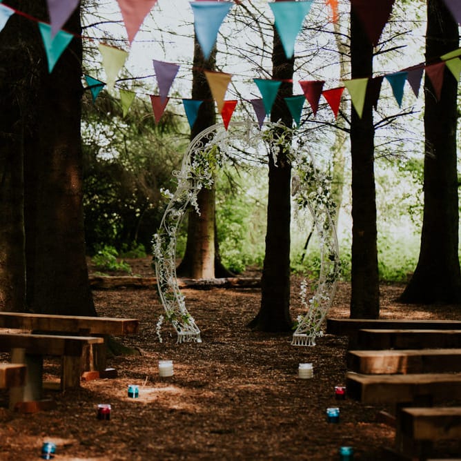 Woodland Ceremony | Colourful Outdoor Wedding at Lineham Farm in Leeds | Shutter Go Click Photography