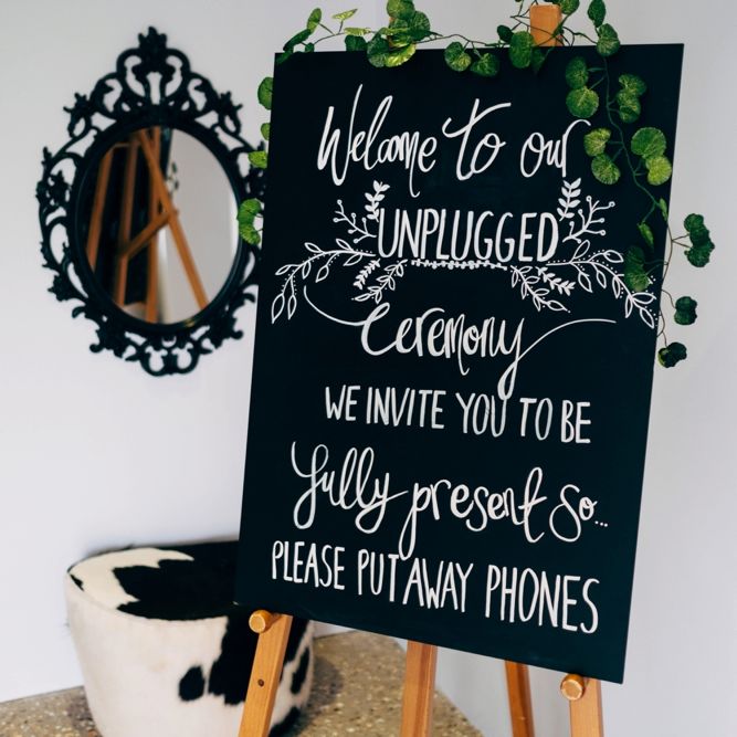 Chalkboard Unplugged Wedding Ceremony Sign | Dale Weeks Photography