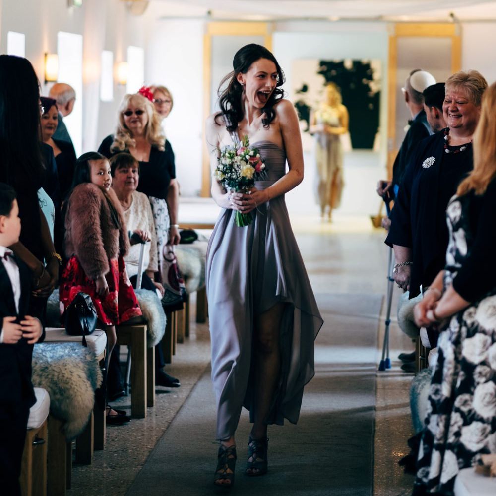 Bridesmaid in Grey ASOS DressGroom at the Altar | Dale Weeks Photography