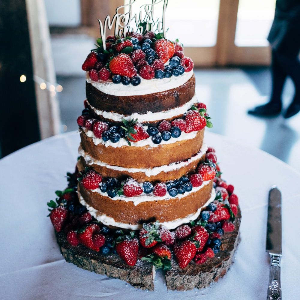 Naked Victoria Sponge Wedding Cake | Dale Weeks Photography