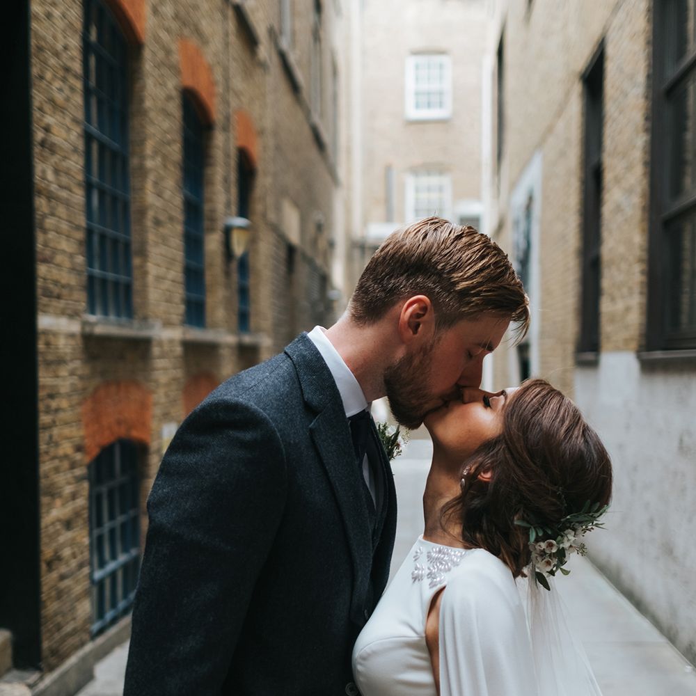 Devonshire Terrace For A Stylish Green &amp; White Wedding With Lots Of Foliage And Elegant Signage With Bride In Bespoke Pronovias And Images From Miss Gen