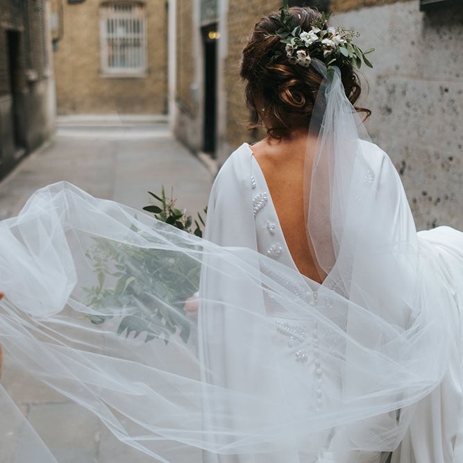 Devonshire Terrace For A Stylish Green &amp; White Wedding With Lots Of Foliage And Elegant Signage With Bride In Bespoke Pronovias And Images From Miss Gen