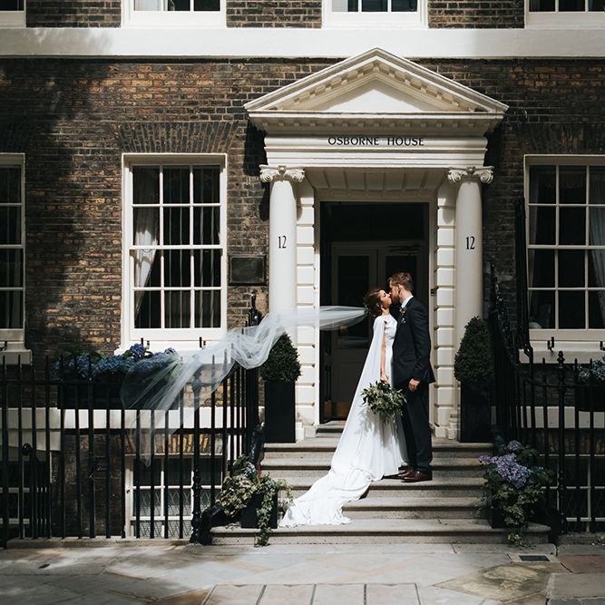 Devonshire Terrace For A Stylish Green &amp; White Wedding With Lots Of Foliage And Elegant Signage With Bride In Bespoke Pronovias And Images From Miss Gen