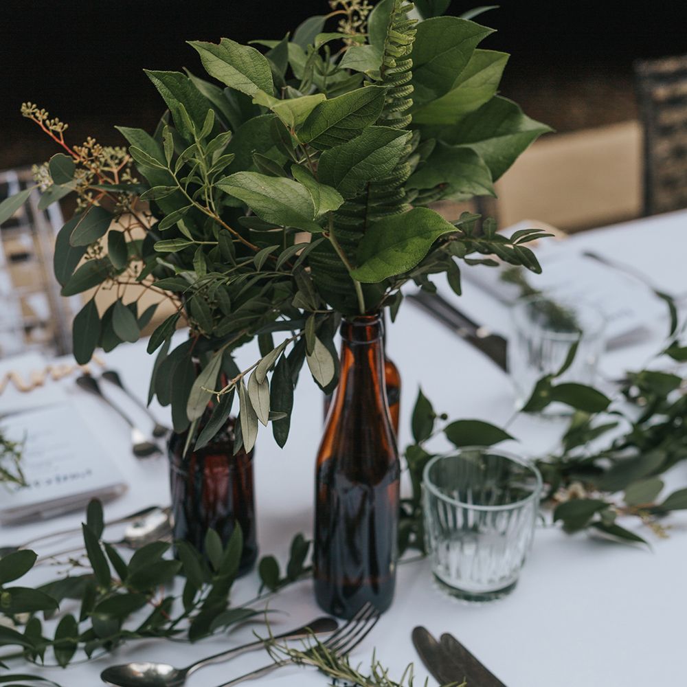 Devonshire Terrace For A Stylish Green &amp; White Wedding With Lots Of Foliage And Elegant Signage With Bride In Bespoke Pronovias And Images From Miss Gen