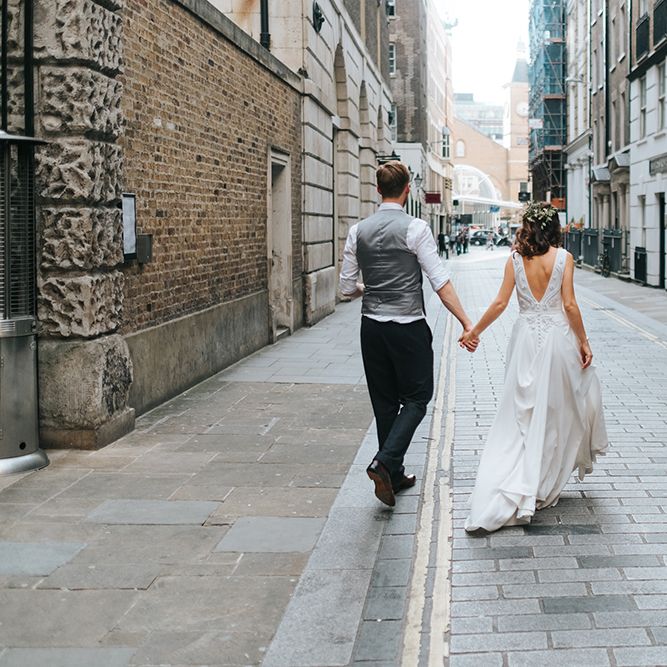 Devonshire Terrace For A Stylish Green &amp; White Wedding With Lots Of Foliage And Elegant Signage With Bride In Bespoke Pronovias And Images From Miss Gen