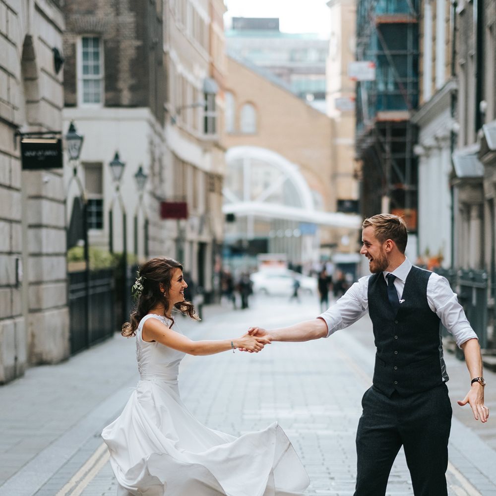 Devonshire Terrace For A Stylish Green &amp; White Wedding With Lots Of Foliage And Elegant Signage With Bride In Bespoke Pronovias And Images From Miss Gen