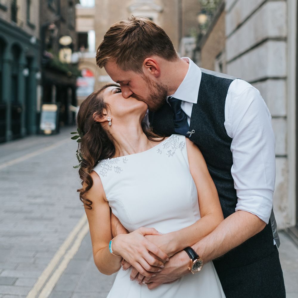Devonshire Terrace For A Stylish Green &amp; White Wedding With Lots Of Foliage And Elegant Signage With Bride In Bespoke Pronovias And Images From Miss Gen