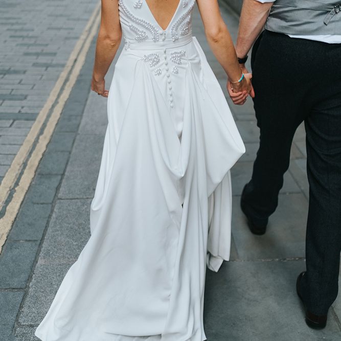 Devonshire Terrace For A Stylish Green &amp; White Wedding With Lots Of Foliage And Elegant Signage With Bride In Bespoke Pronovias And Images From Miss Gen