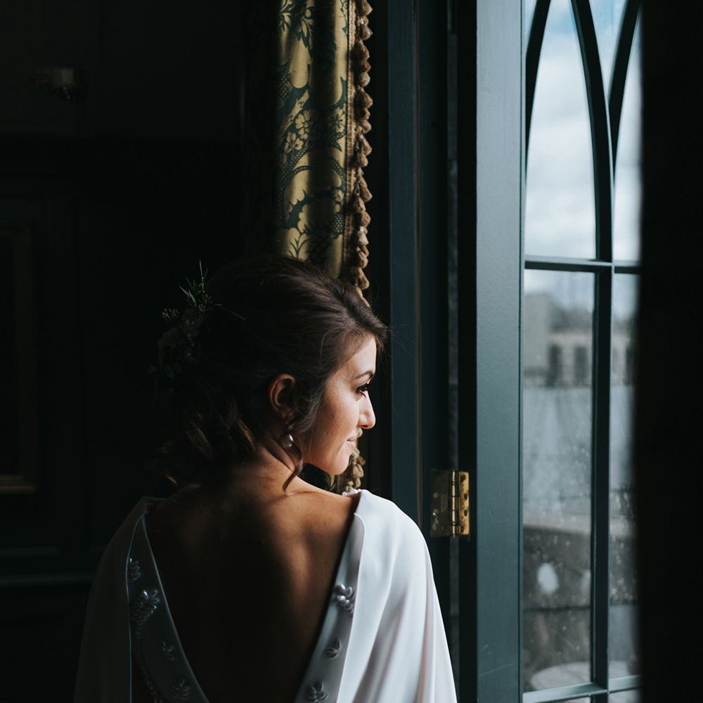 Devonshire Terrace For A Stylish Green &amp; White Wedding With Lots Of Foliage And Elegant Signage With Bride In Bespoke Pronovias And Images From Miss Gen