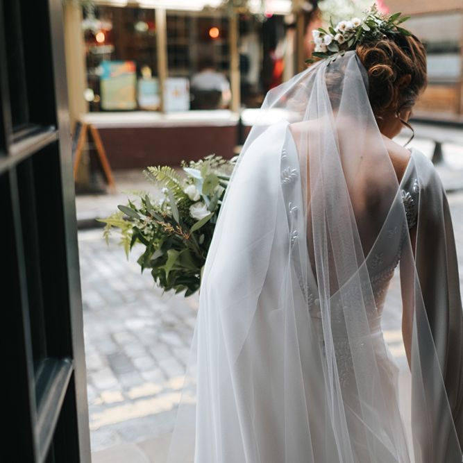 Devonshire Terrace For A Stylish Green &amp; White Wedding With Lots Of Foliage And Elegant Signage With Bride In Bespoke Pronovias And Images From Miss Gen
