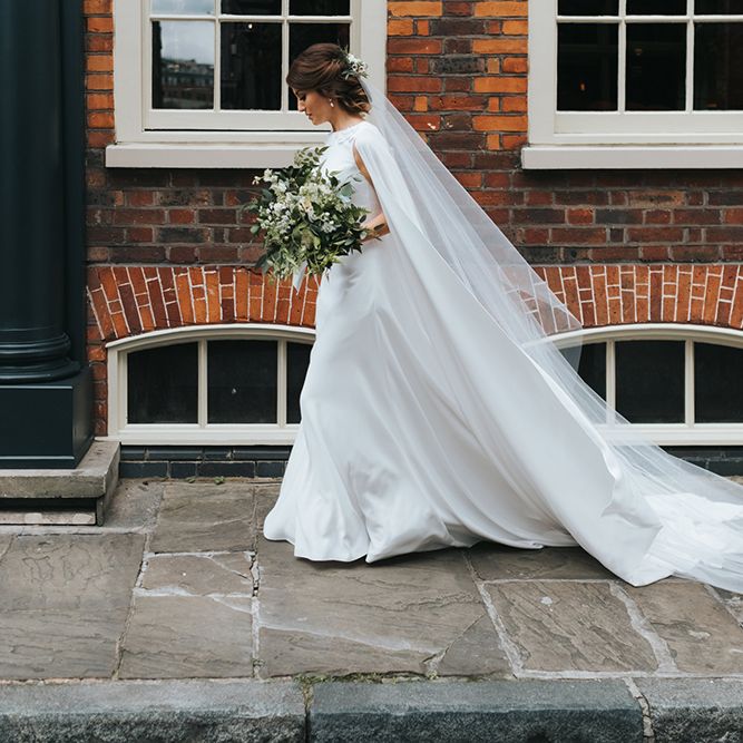 Devonshire Terrace For A Stylish Green &amp; White Wedding With Lots Of Foliage And Elegant Signage With Bride In Bespoke Pronovias And Images From Miss Gen