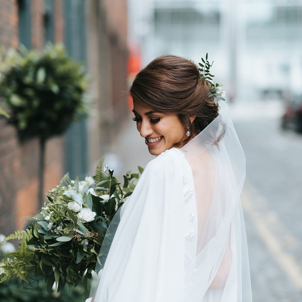 Devonshire Terrace For A Stylish Green &amp; White Wedding With Lots Of Foliage And Elegant Signage With Bride In Bespoke Pronovias And Images From Miss Gen