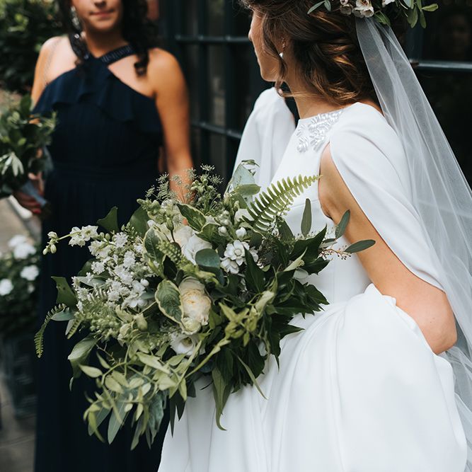 Devonshire Terrace For A Stylish Green &amp; White Wedding With Lots Of Foliage And Elegant Signage With Bride In Bespoke Pronovias And Images From Miss Gen