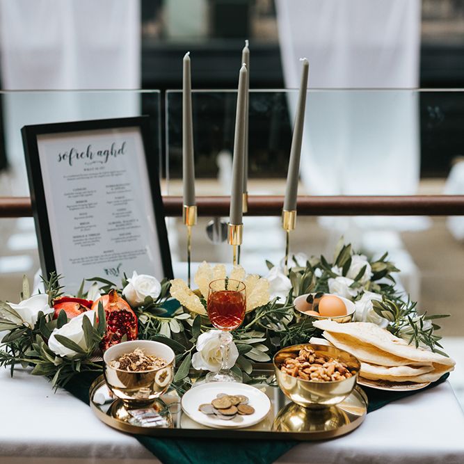 Devonshire Terrace For A Stylish Green &amp; White Wedding With Lots Of Foliage And Elegant Signage With Bride In Bespoke Pronovias And Images From Miss Gen
