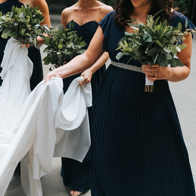 Devonshire Terrace For A Stylish Green &amp; White Wedding With Lots Of Foliage And Elegant Signage With Bride In Bespoke Pronovias And Images From Miss Gen