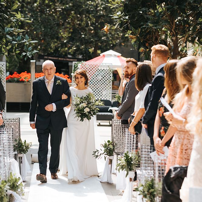 Devonshire Terrace For A Stylish Green &amp; White Wedding With Lots Of Foliage And Elegant Signage With Bride In Bespoke Pronovias And Images From Miss Gen