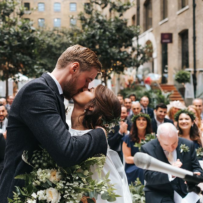 Devonshire Terrace For A Stylish Green &amp; White Wedding With Lots Of Foliage And Elegant Signage With Bride In Bespoke Pronovias And Images From Miss Gen