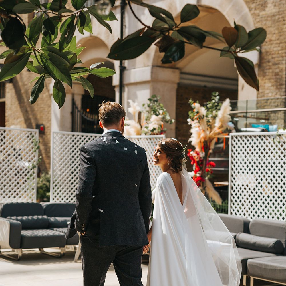 Devonshire Terrace For A Stylish Green &amp; White Wedding With Lots Of Foliage And Elegant Signage With Bride In Bespoke Pronovias And Images From Miss Gen