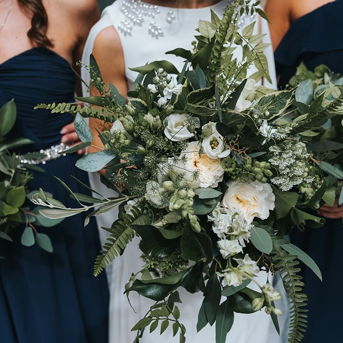 Devonshire Terrace For A Stylish Green &amp; White Wedding With Lots Of Foliage And Elegant Signage With Bride In Bespoke Pronovias And Images From Miss Gen