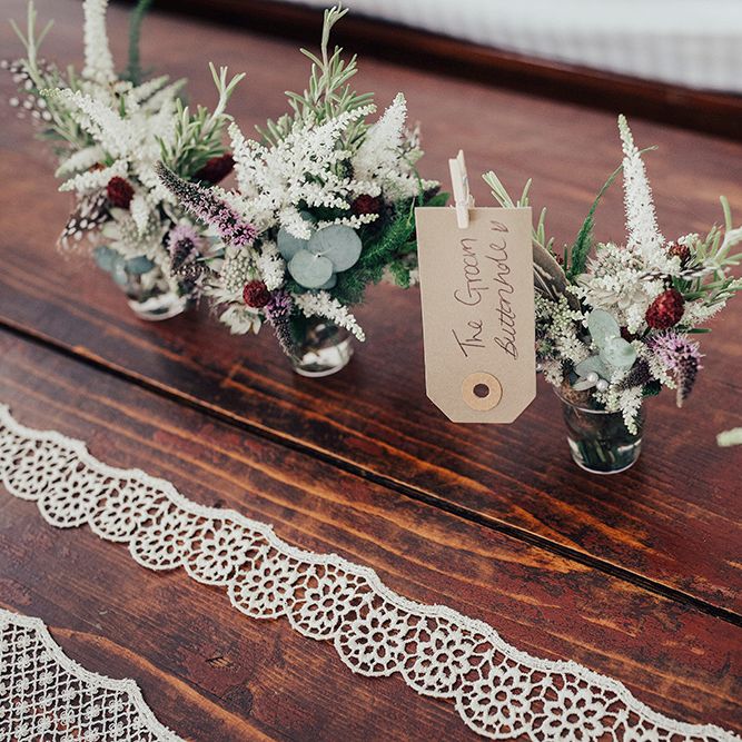 Wild Flower Buttonholes | DIY Woodland Wedding at Two Woods Estate in Sussex | PJ Phillips Photography