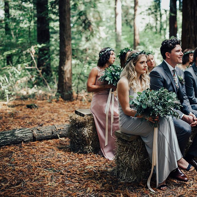 Wedding Ceremony | Wedding Party | DIY Woodland Wedding at Two Woods Estate in Sussex | PJ Phillips Photography