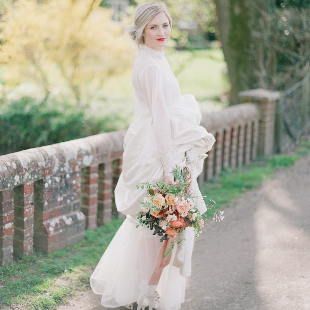 Bride In Edwardian Inspired Wedding Dress