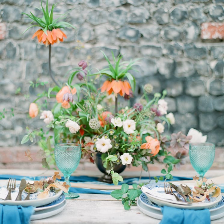 Sky Blue & Coral Wedding Inspiration For An Elegant Shoot In A Glasshouse At The Bombay Sapphire Distillery With Images From Julie Michaelsen Photography