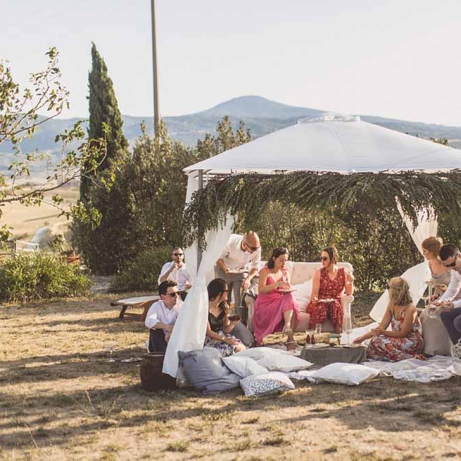 Outdoor Seating Area For Destination Wedding // Rustic Luxe Wedding In Tuscany Styled By The Wedding Of My Dreams With Flowers By Passion For Flowers Anna Campbell Bride Images & Film From WE ARE // THE CLARKES